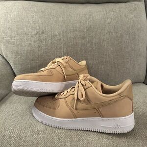 Women’s Nike Air Force 1’s Tan & White - Size 9